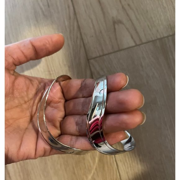 Big Silver earrings , large metal huge bold statement chunky pierced hoops - Picture 5 of 5